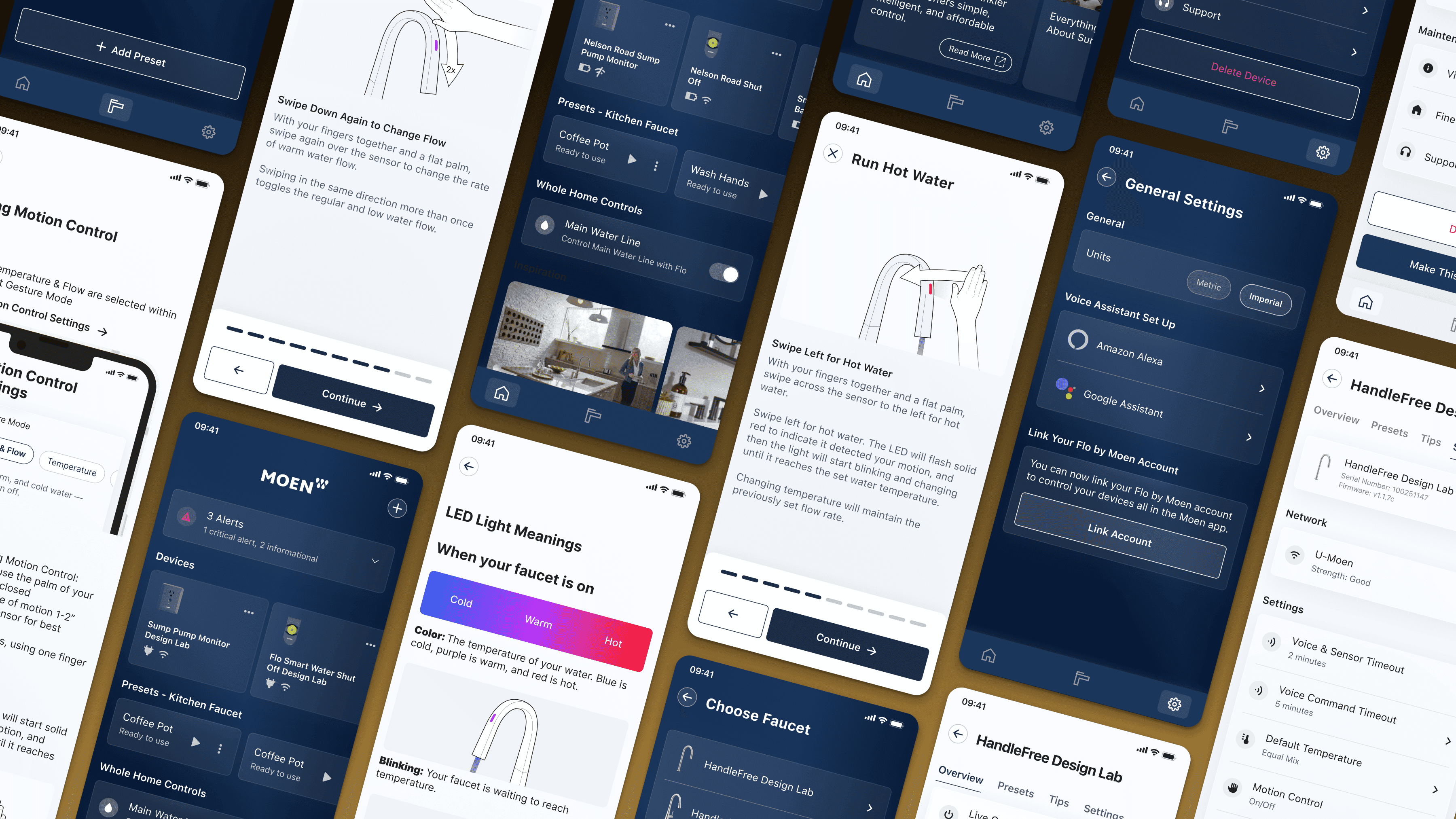 Collage of faucet related application screens.