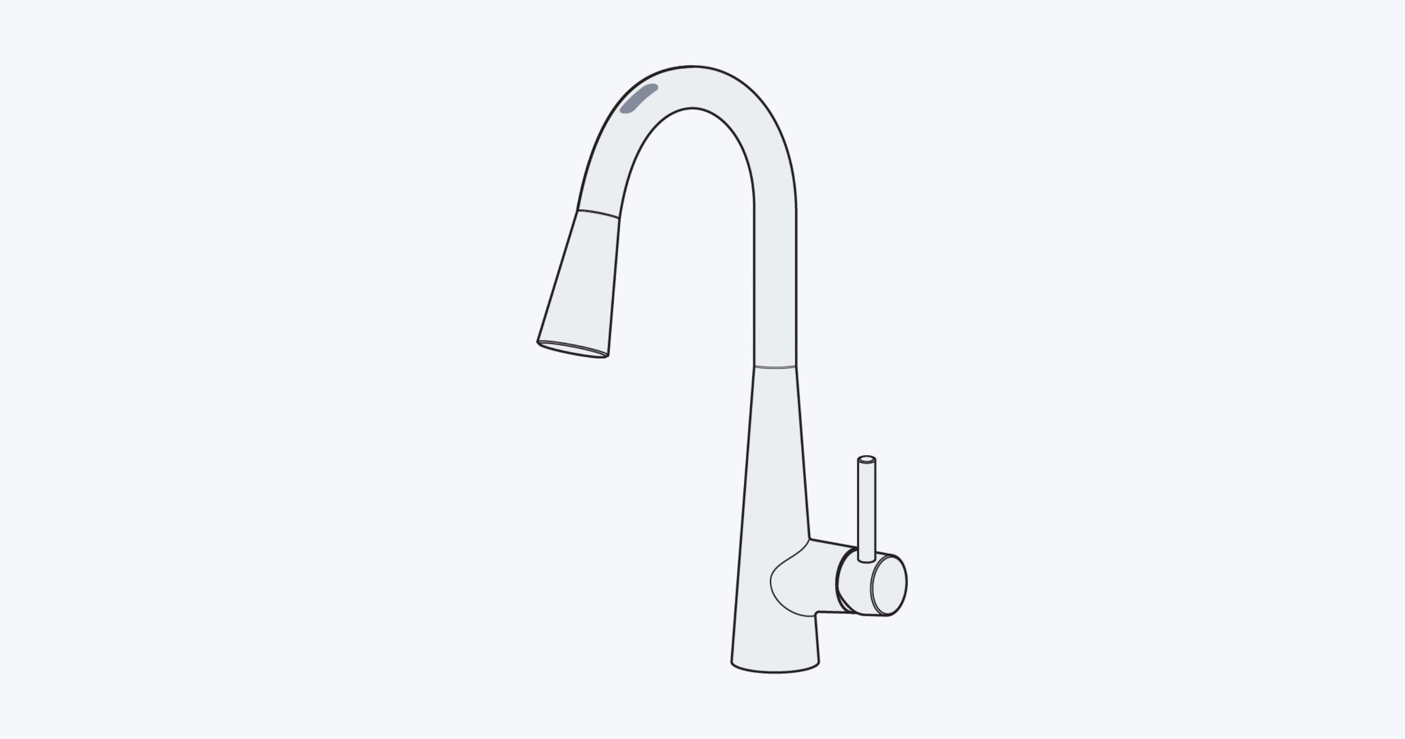 Animation of smart faucet with a handle rotation.