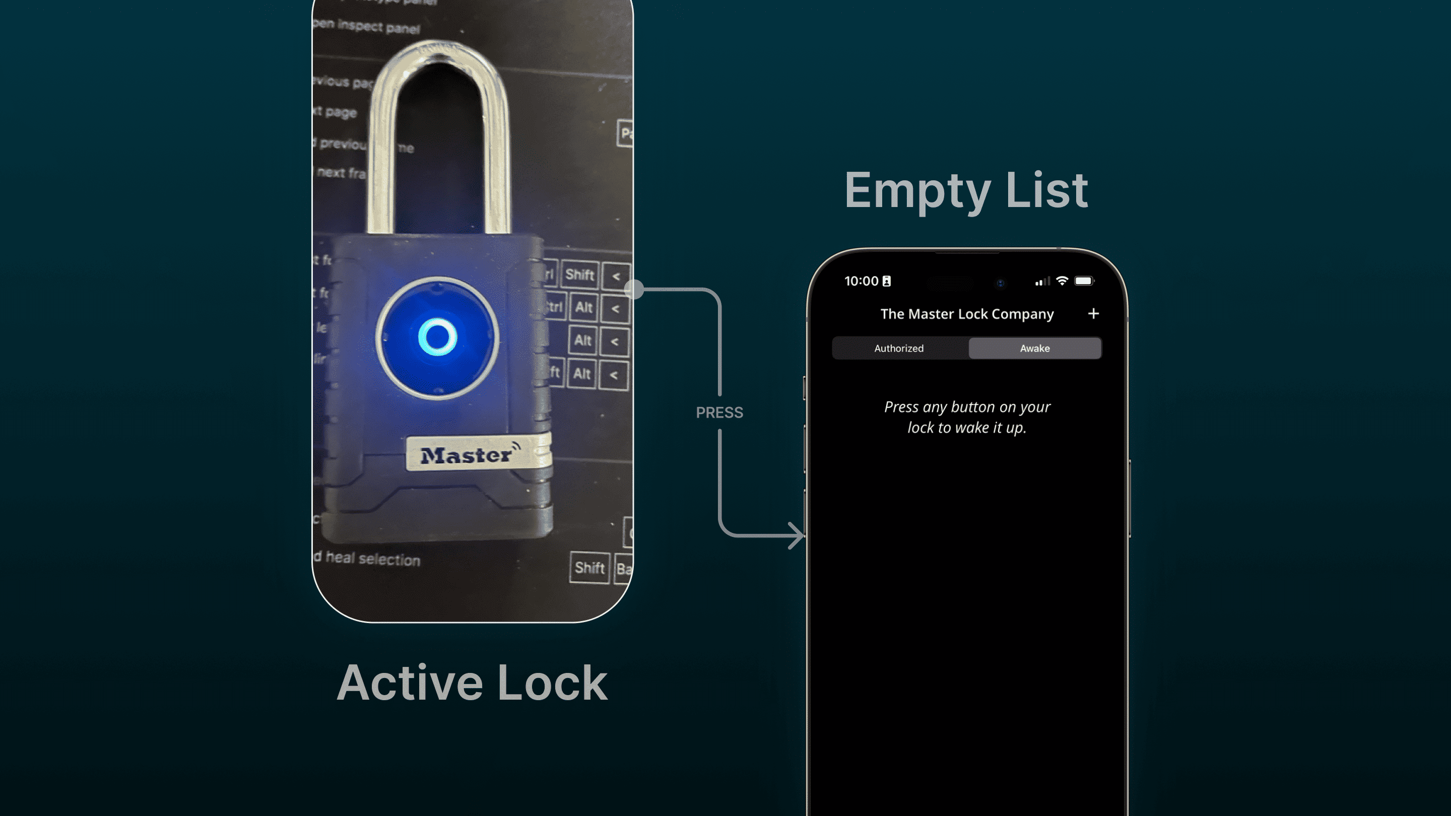 Lock in the awake state with the mobile app screen.