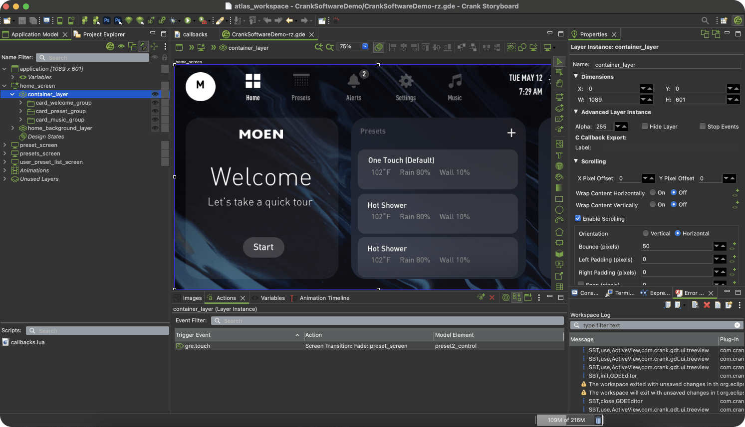 Crank Storyboard dashboard.