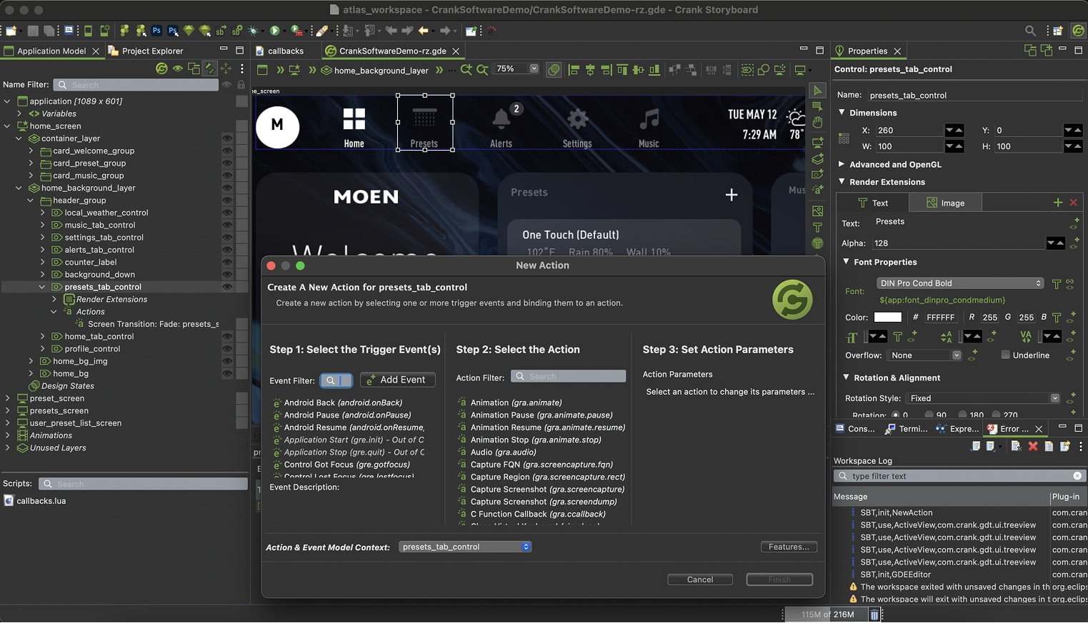 Adding events in Crank Storyboard.