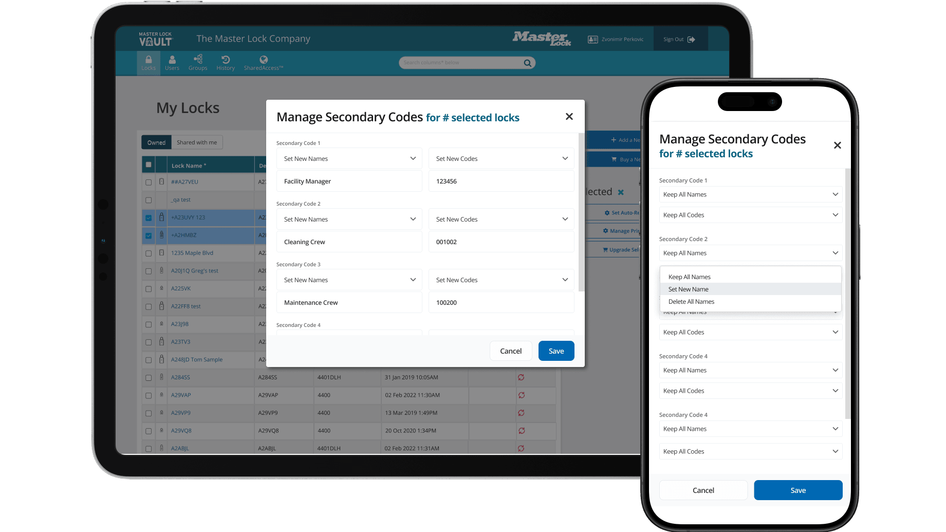 Desktop and mobile bulk update mockups.