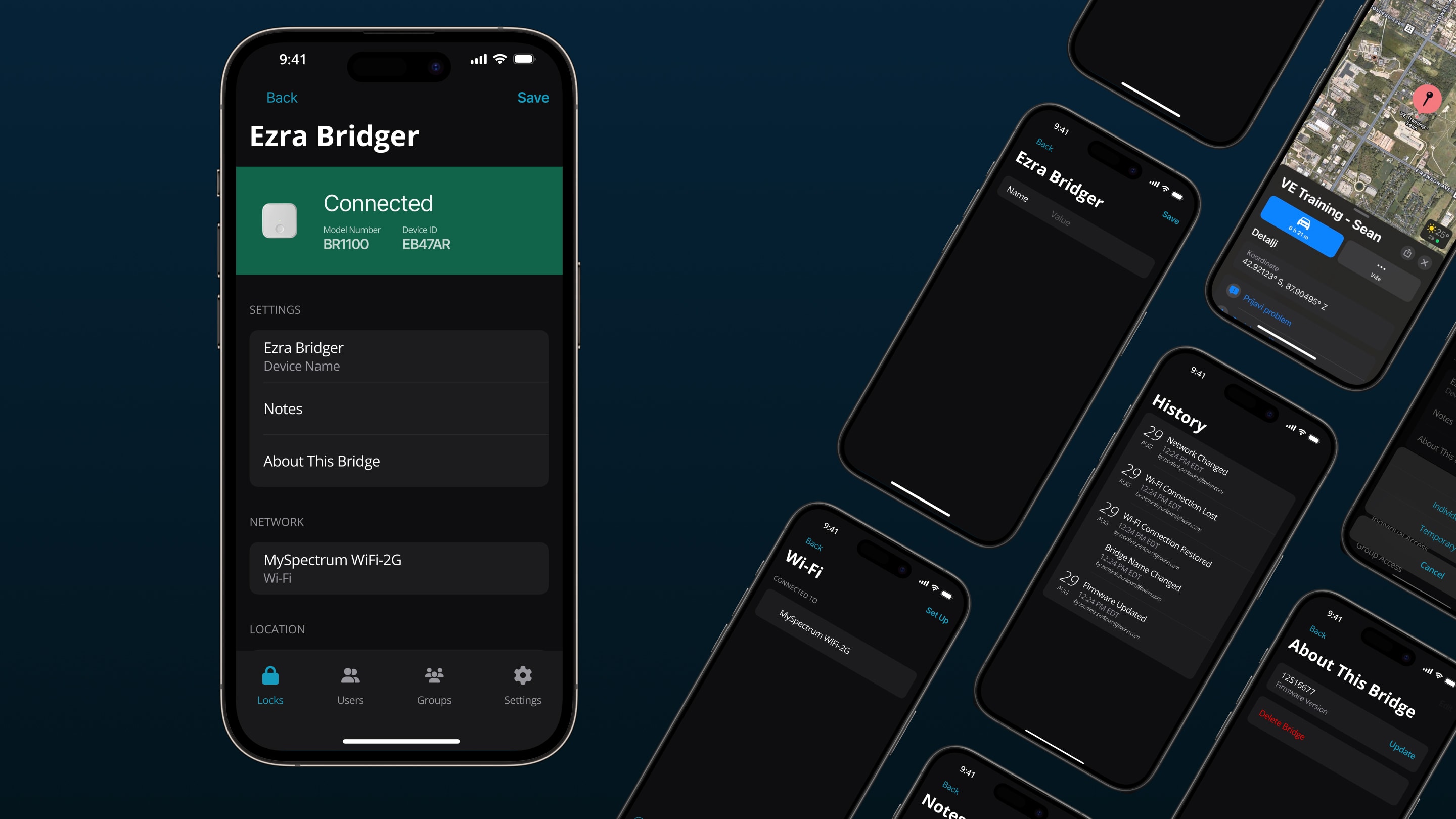 Images of mobile bridge details screens.