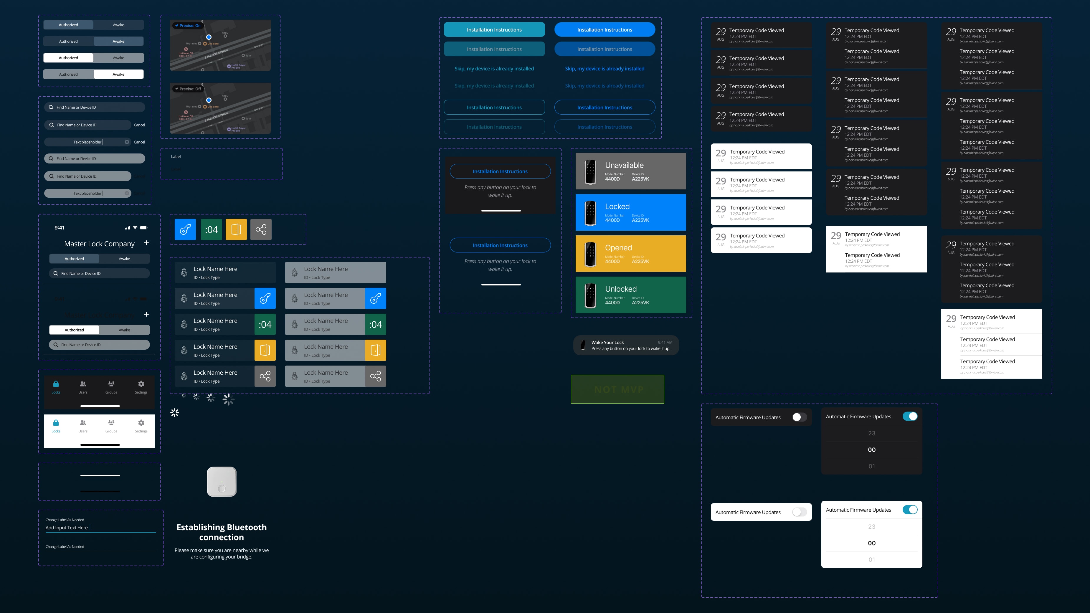 Snippets of the mobile design  system.
