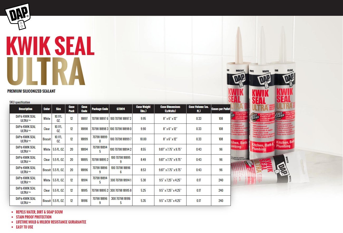 Dap Kwik seal landing page.